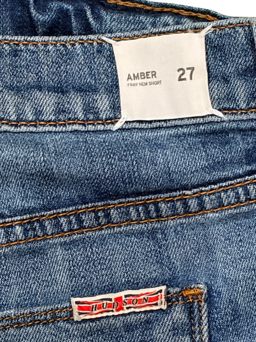 new Amber Fray Raw Edge Hem Denim Shorts with Lace Applique - Picture 2 of 16